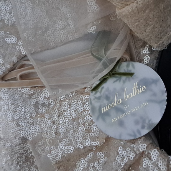 Antonio Melani x Nicola Bathie Champagne Gold Sequin Shelby Blouse - Picture 10 of 14